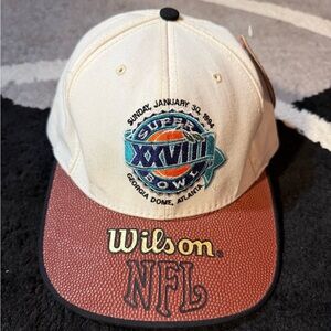 Vintage 1994 Super Bowl XXVIII Wilson NFL Hat Leather Brim Adjustable Cap